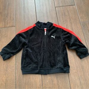 Puma Velour Black and Red Zip Up Jacket 18M